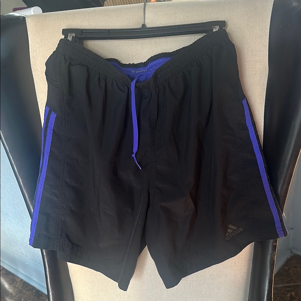 Adidas Men's Black Shorts with Blue Accents